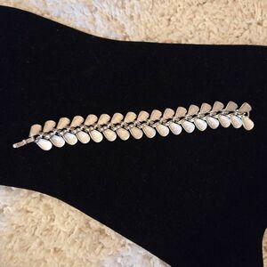 Vintage Crown Trifari Silver Bracelet Leaf Shape